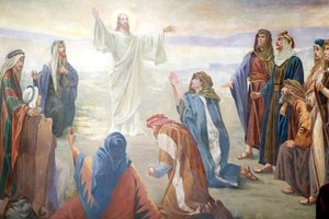 Saint-Grat templom, festmény, Jézus: a hegyi beszéd, Valgrisenche, Olaszország